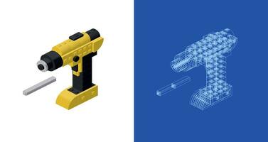 Screwdriver concept in isometric style for print and decoration. Vector illustration.