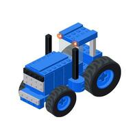 Blue tractor in isometry isolated on white background. Vector