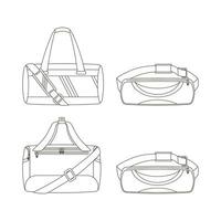 Carryall, belt bag. Sport equipment. Fitness inventory. Flat vector illustration. Line art.