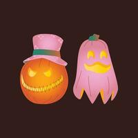 Set of Halloween pumpkins, autumn holiday. A pumpkin with a carved smile. vector