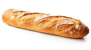 freshly baked baguette bread isolated on white background AI Generative photo