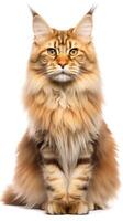 Maine Coon cat sitting on white background AI Generative photo