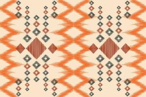 Ethnic Ikat fabric pattern geometric style.African Ikat embroidery Ethnic oriental pattern brown cream background. Abstract,vector,illustration.Texture,clothing,frame,decoration,carpet,motif. vector