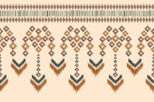 Ethnic Ikat fabric pattern geometric style.African Ikat embroidery Ethnic oriental pattern brown cream background. Abstract,vector,illustration.Texture,clothing,frame,decoration,carpet,motif. vector