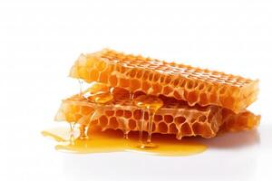 a stack of honeycombs on a white background photo