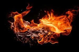 close up of a fire on a black background AI Generated photo