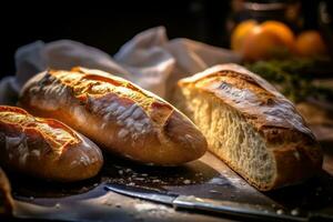 three slices of bread on a cutting board AI Generative photo