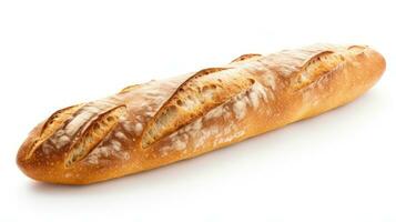 freshly baked baguette bread isolated on white background AI Generative photo