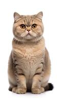 Scottish Fold cat sitting on white background photo