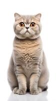 Scottish Fold cat sitting on white background photo
