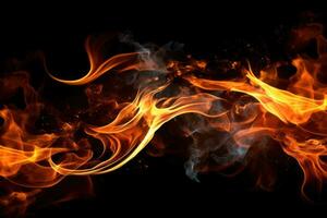 close up of a fire on a black background AI Generated photo