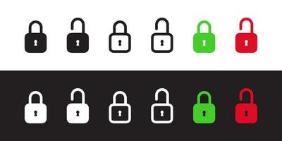 Locked and unlocked lock icons. Padlock icons. Vector scalable graphics