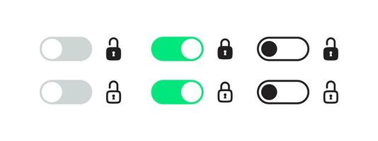Toggle icons. Icons of switches with locks. Vector scalable graphics