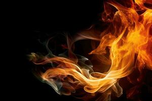 close up of a fire on a black background AI Generated photo