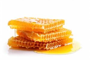 a stack of honeycombs on a white background photo