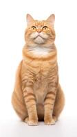 Manx cat sitting on white background AI Generative photo