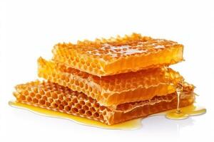 a stack of honeycombs on a white background AI Generative photo