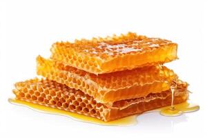 a stack of honeycombs on a white background photo