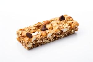 granola bars isolated on solid white background photo
