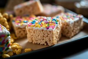 a stack of rice krispie treats AI Generated photo