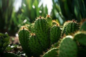 un cerca arriba de un verde cactus planta ai generado foto