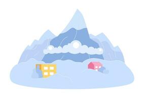 avalancha ocurrencia plano concepto vector Mancha ilustración. masa de nieve que cae abajo desde pendiente. alud 2d dibujos animados escena en blanco para web ui diseño. desastre aislado editable creativo imagen