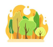 Forest fire flat concept vector spot illustration. Wildfire burning woodland. Catastrophe. Nature disaster 2D cartoon scene on white for web UI design. Isolated editable creative image