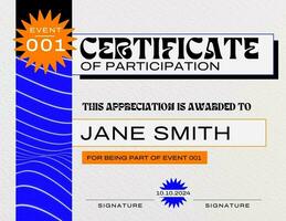 Modern Edgy Retro Minimalist Certificate of Participation template