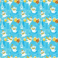 Polar bear. Kids print. Seamless pattern for fabric, wrapping, textile, wallpaper, apparel. Vector