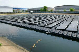 Solar panels on a wastewater treatment plant photo