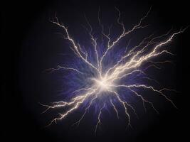 Fractal lightning bolt on a dark background ai generative. photo