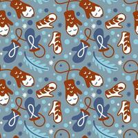 Wintern pattern. Mittens, snowflakes, winter. Seamless pattern for fabric, wrapping, textile, wallpaper, apparel. Vector