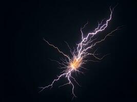 Lightning in the night sky. Thunder, lightning strike. AI Generative Light effect photo