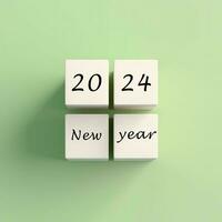 Year 2024 Word on Wooden Block. New Year Inspiration concept background AI generated photo
