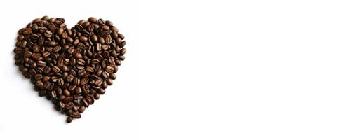 love shape coffee  with copy space area isolated in white background, top view photography,  AI generated photo