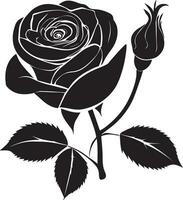 Rose With Bud vector silhouette illustration