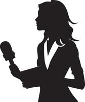 Female Journalist vector silhouette illustration