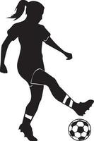 Female Soccer Player vector silhouette illustration