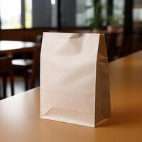 High quality photo of blank paper bag on the table