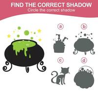 Find the correct shadow. Match the image with the shadow. Worksheet for kid. Educational printable worksheet vector