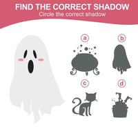 Find the correct shadow. Match the image with the shadow. Worksheet for kid. Educational printable worksheet vector