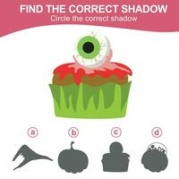 Find the correct shadow. Match the image with the shadow. Worksheet for kid. Educational printable worksheet vector