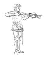 Medieval Archer with Crossbow Front Medieval Drawing vector