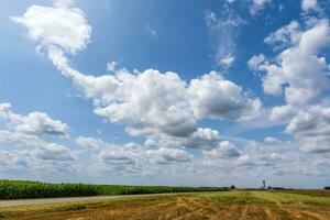 blue sky background with white striped clouds in heaven and infinity may use for sky replacement photo