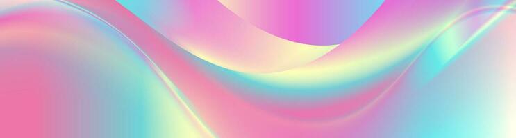 Colorful holographic foil abstract liquid waves background vector