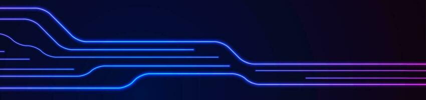 Glowing blue purple neon circuit board lines background vector