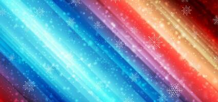 Blue red abstract smooth striped background with snowflakes vector