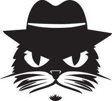 gato cara vector silueta, gato cara con gorra vector silueta