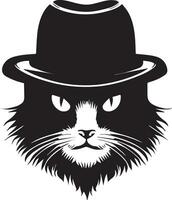 gato cara vector silueta, gato cara con gorra vector silueta