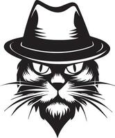 gato cara vector silueta, gato cara con gorra vector silueta